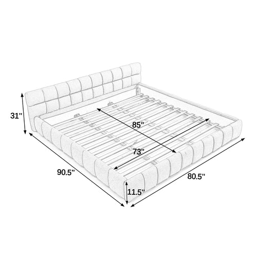 California King size Upholstered Bed Frame with Thick Fabric, Chenille