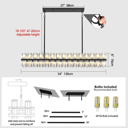 Rectangular Luxurious Crystal Chandelier for Living Room & Dining