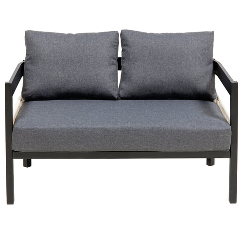 Multi-person Outdoor Iron Sofa Set with A table, Rattan Decoration,