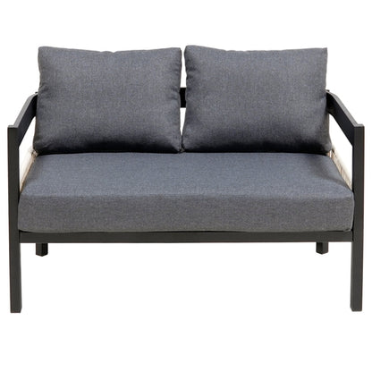 Multi-person Outdoor Iron Sofa Set with A table, Rattan Decoration,