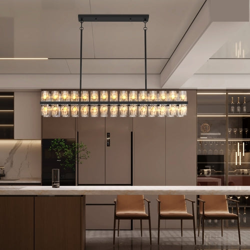 Rectangular Luxurious Crystal Chandelier for Living Room & Dining