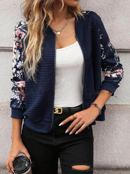 Printed Zip Up Long Sleeve Jacket for Stylish Comfort