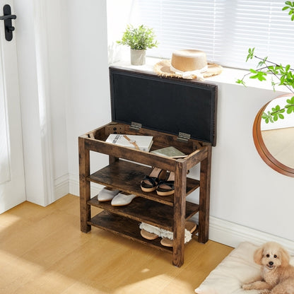 A height-adjustable shoe-changing bench made of high-quality wood,