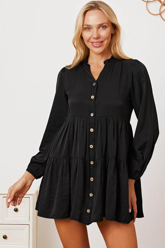 Ruffled Tiered Button-Up Shirt