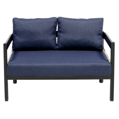 Multi-person Outdoor Iron Sofa Set with A table, Rattan Decoration,