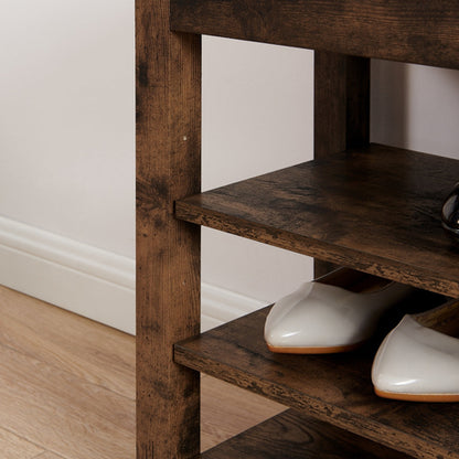 A height-adjustable shoe-changing bench made of high-quality wood,