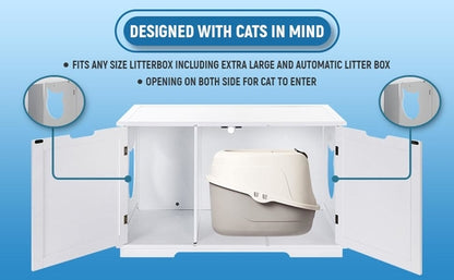 X-Large Cat Washroom Bench Litter Box Enclosure Furniture Box House