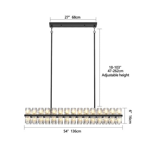 Rectangular Luxurious Crystal Chandelier for Living Room & Dining