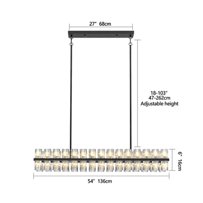 Rectangular Luxurious Crystal Chandelier for Living Room & Dining
