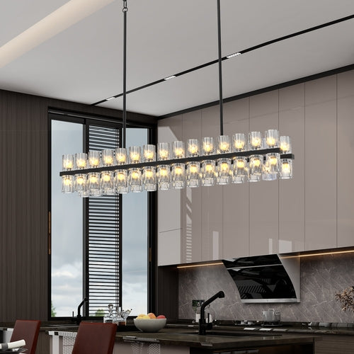 Rectangular Luxurious Crystal Chandelier for Living Room & Dining