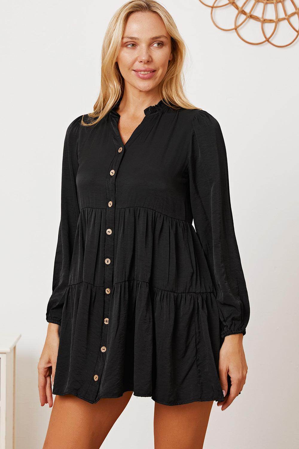 Ruffled Tiered Button-Up Shirt