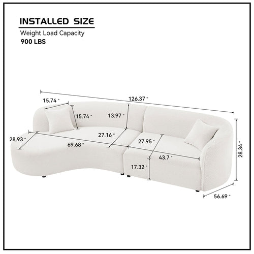 Luxury Modern Style Living Room Upholstery Curved Sofa with Chaise