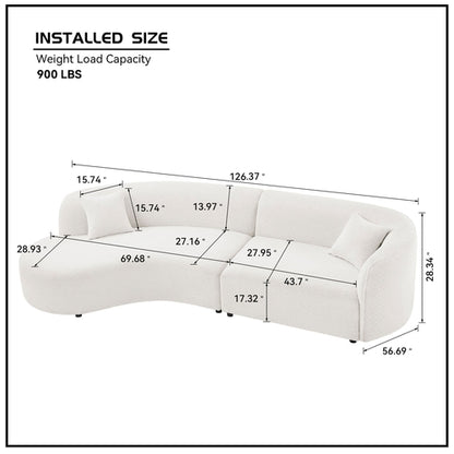 Luxury Modern Style Living Room Upholstery Curved Sofa with Chaise