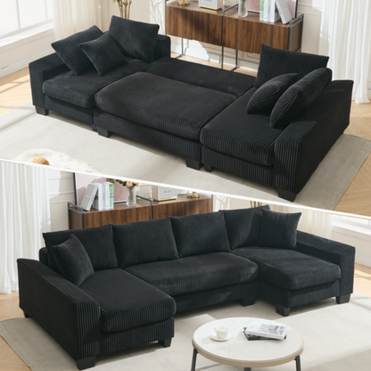 114' Sleeper Sofa,U Shaped Sofa , Pull Out Bed,Convertible Oversize 2