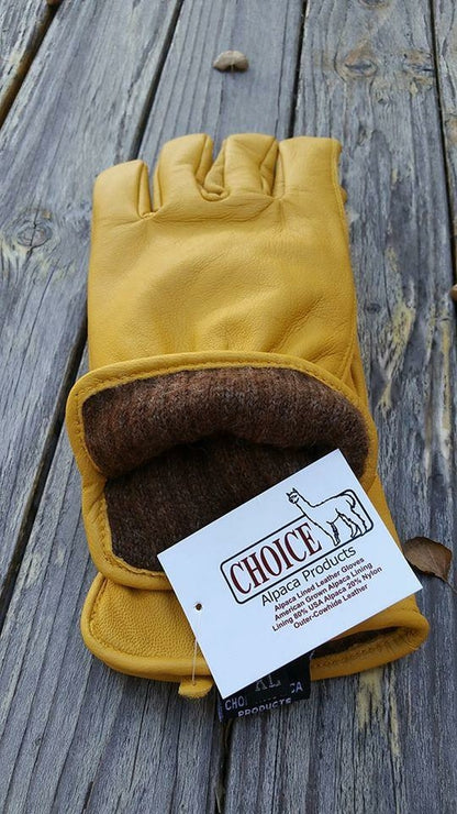 Alpaca Knit Lined Cowhide Leather Gloves - Alpaca Made in the USA