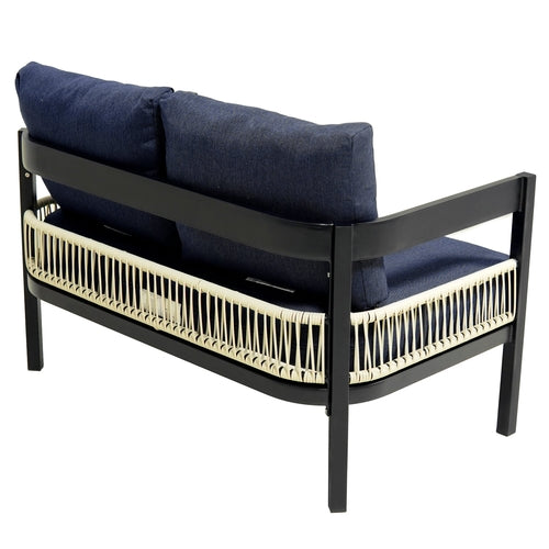 Multi-person Outdoor Iron Sofa Set with A table, Rattan Decoration,