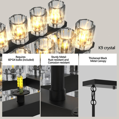 Rectangular Luxurious Crystal Chandelier for Living Room & Dining