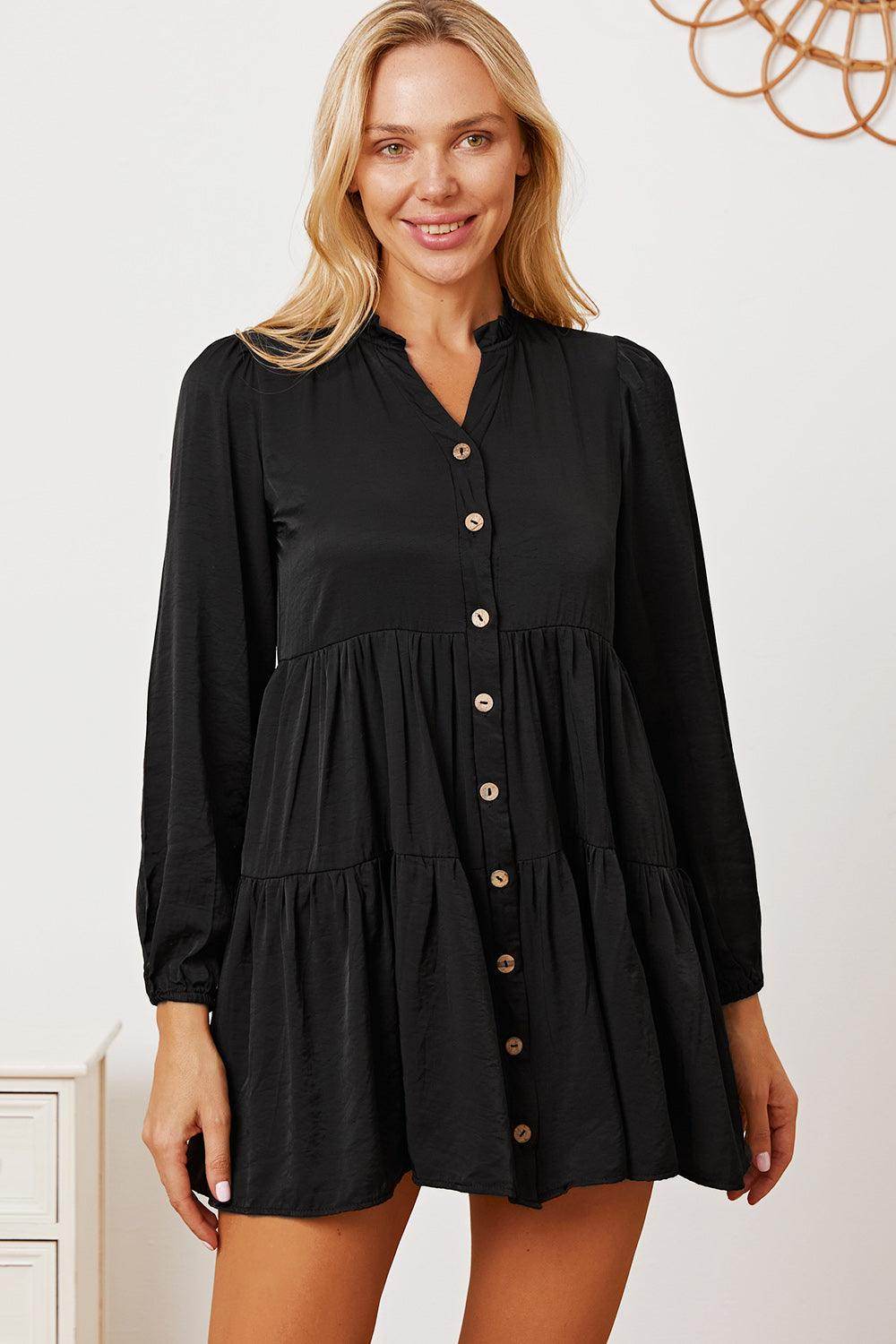 Ruffled Tiered Button-Up Shirt