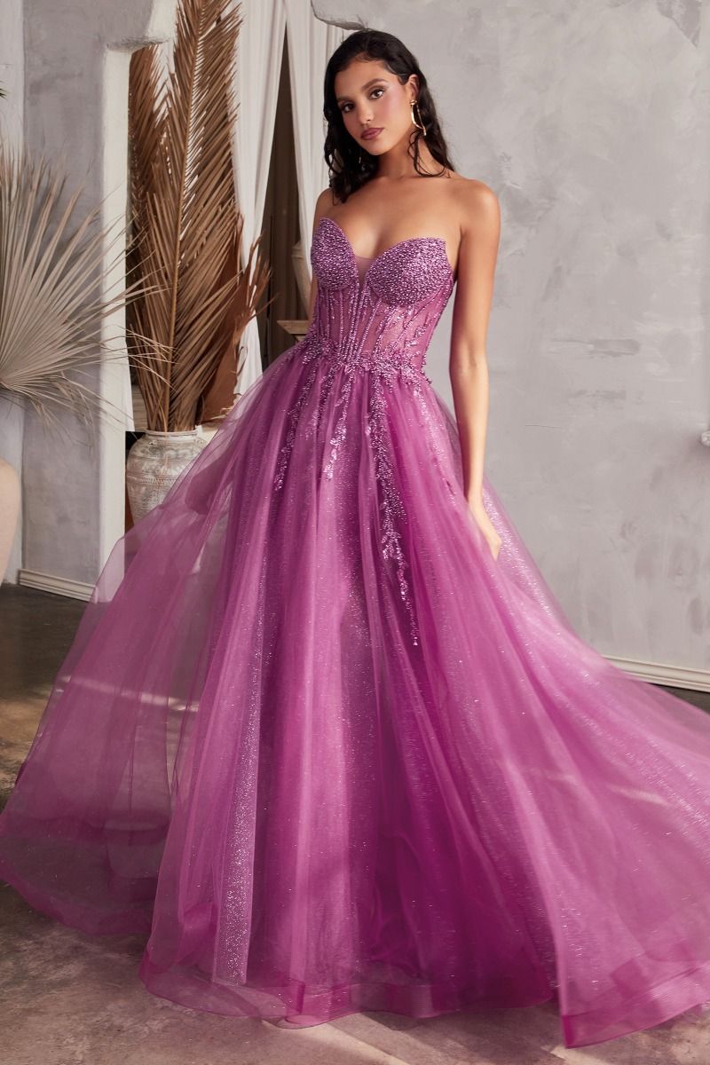 Elegant Beaded Embellished A-Line Long Formal Prom Evening Gown CDCD0230