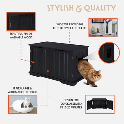 X-Large Cat Washroom Bench Litter Box Enclosure Furniture Box House