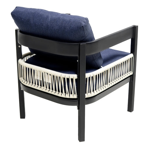 Multi-person Outdoor Iron Sofa Set with A table, Rattan Decoration,