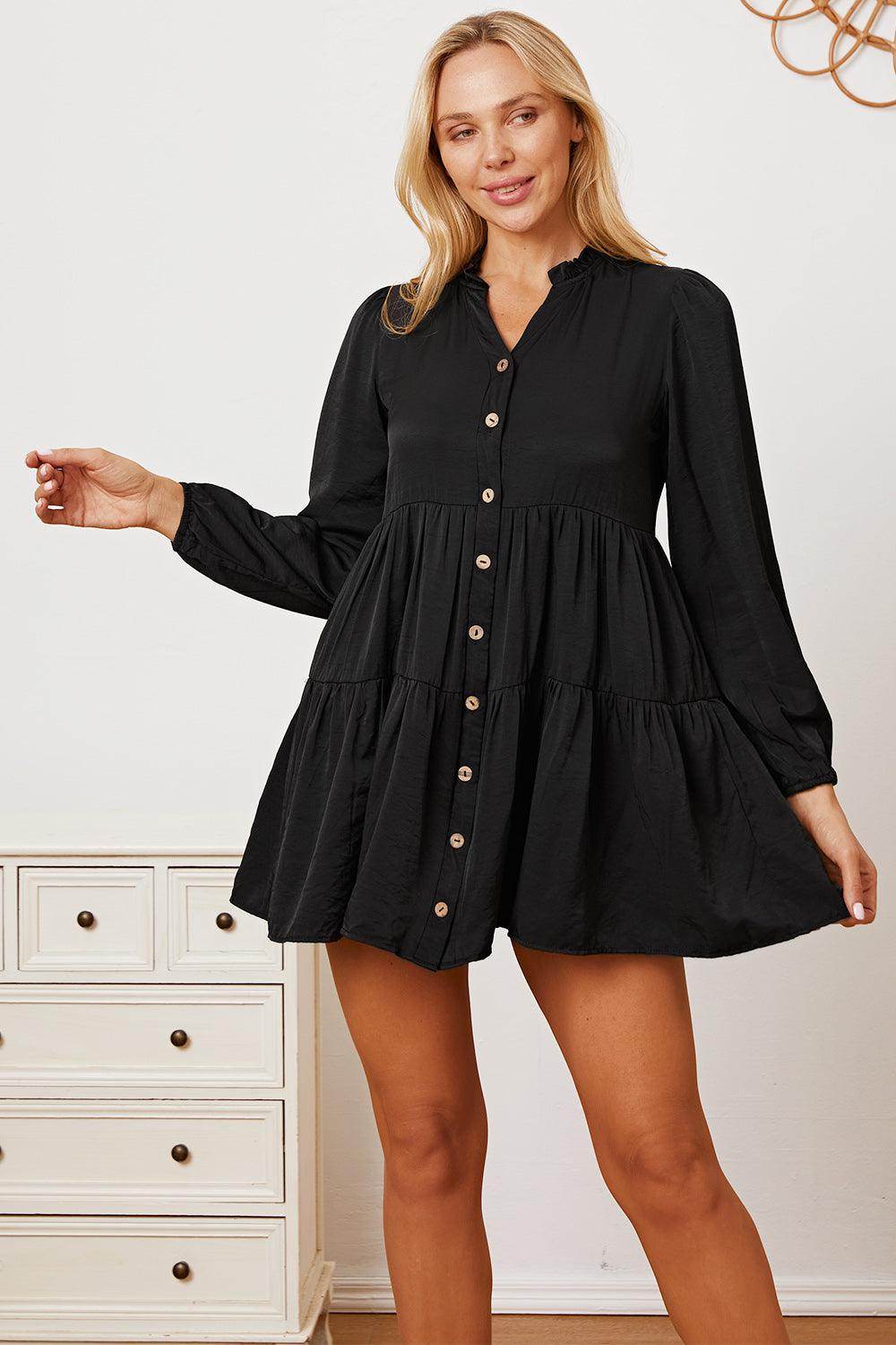 Ruffled Tiered Button-Up Shirt