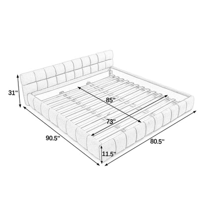 California King size Upholstered Bed Frame with Thick Fabric, Chenille