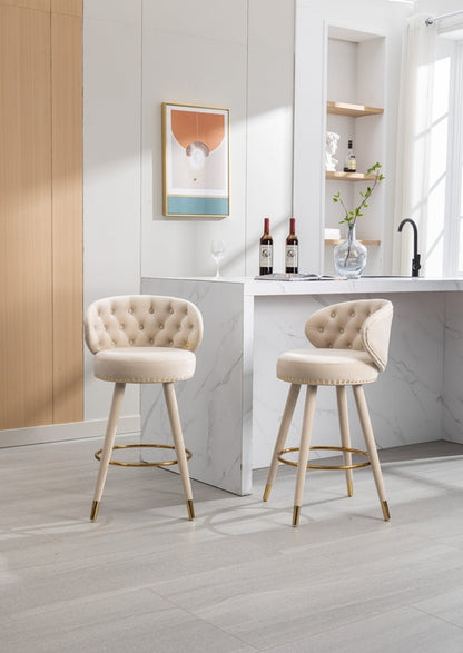 Counter Height Bar Stools Set of 2 for Kitchen Counter Solid Wood Legs